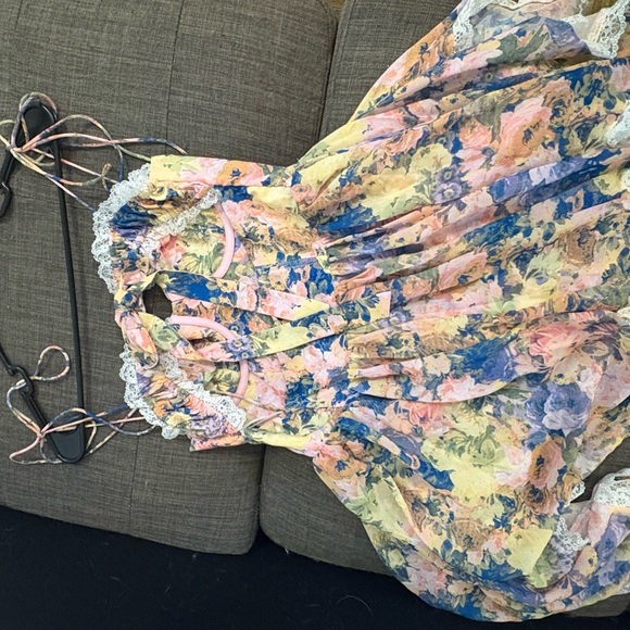 for love & lemons elea asymmetrical mini dress size medium - Picture 2 of 6